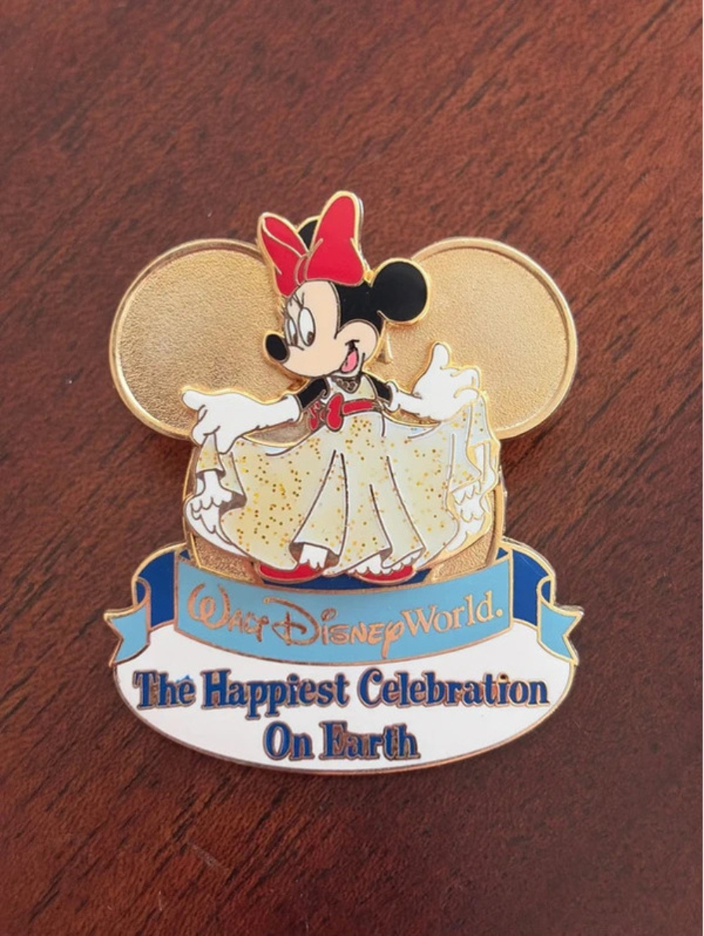 Disney Minnie Mouse Pin 2005 WDW Happiest Celebration on Earth Glitter Gown Pin